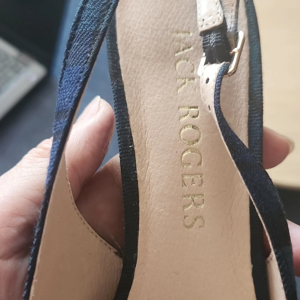 Jack Rogers Debra Tartan Plaid Satin Bow Slingback Kitten Heels Pumps size 8.5